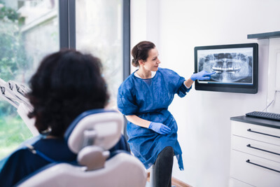 Doctor showing a x-ray result